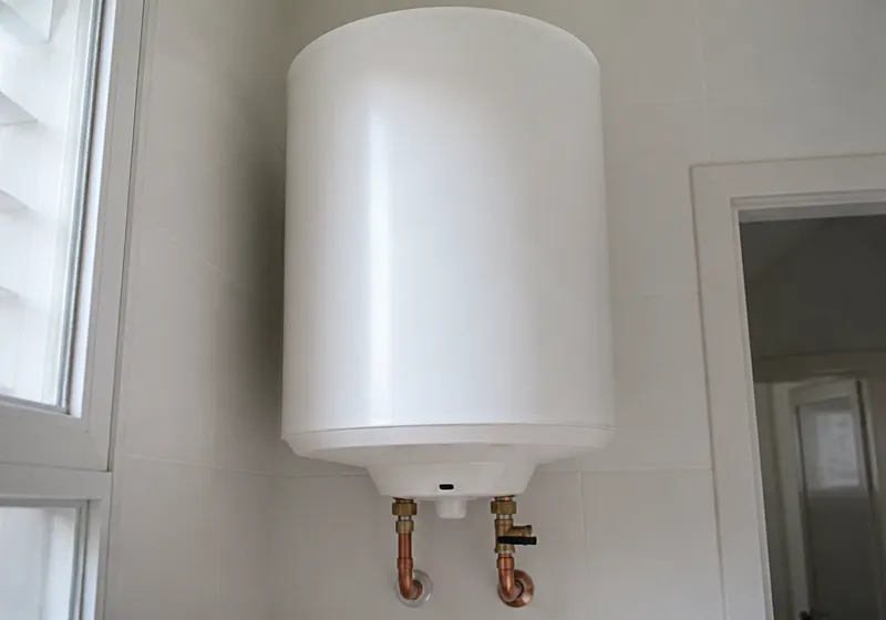 Termo eléctrico de vivienda abierto por la parte inferior durante una reparación en Molina de Segura